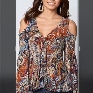 Venus Paisley Cold Shoulder top